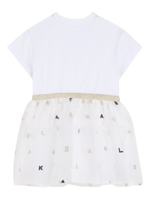 Abito bambina Karl Lagerfeld bianco con logo Karl Lagerfeld Kids | Z31043N01